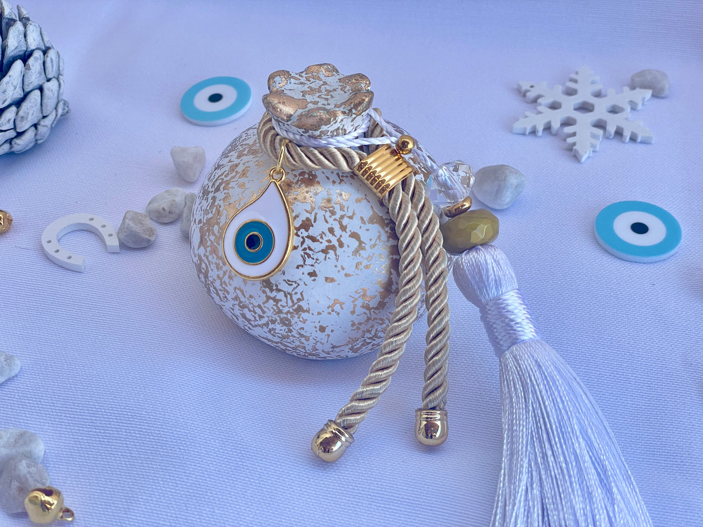 Ceramic Pomegranate, Greek Good Luck Charm - New Year Gift, House Protection, Home Decor, Table ornament
