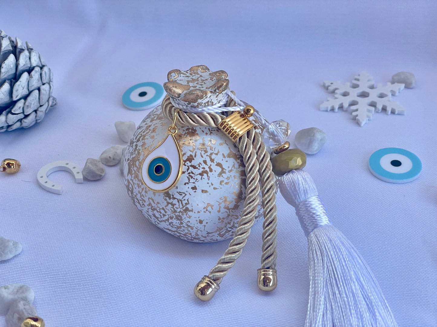 Ceramic Pomegranate, Greek Good Luck Charm - New Year Gift, House Protection, Home Decor, Table ornament