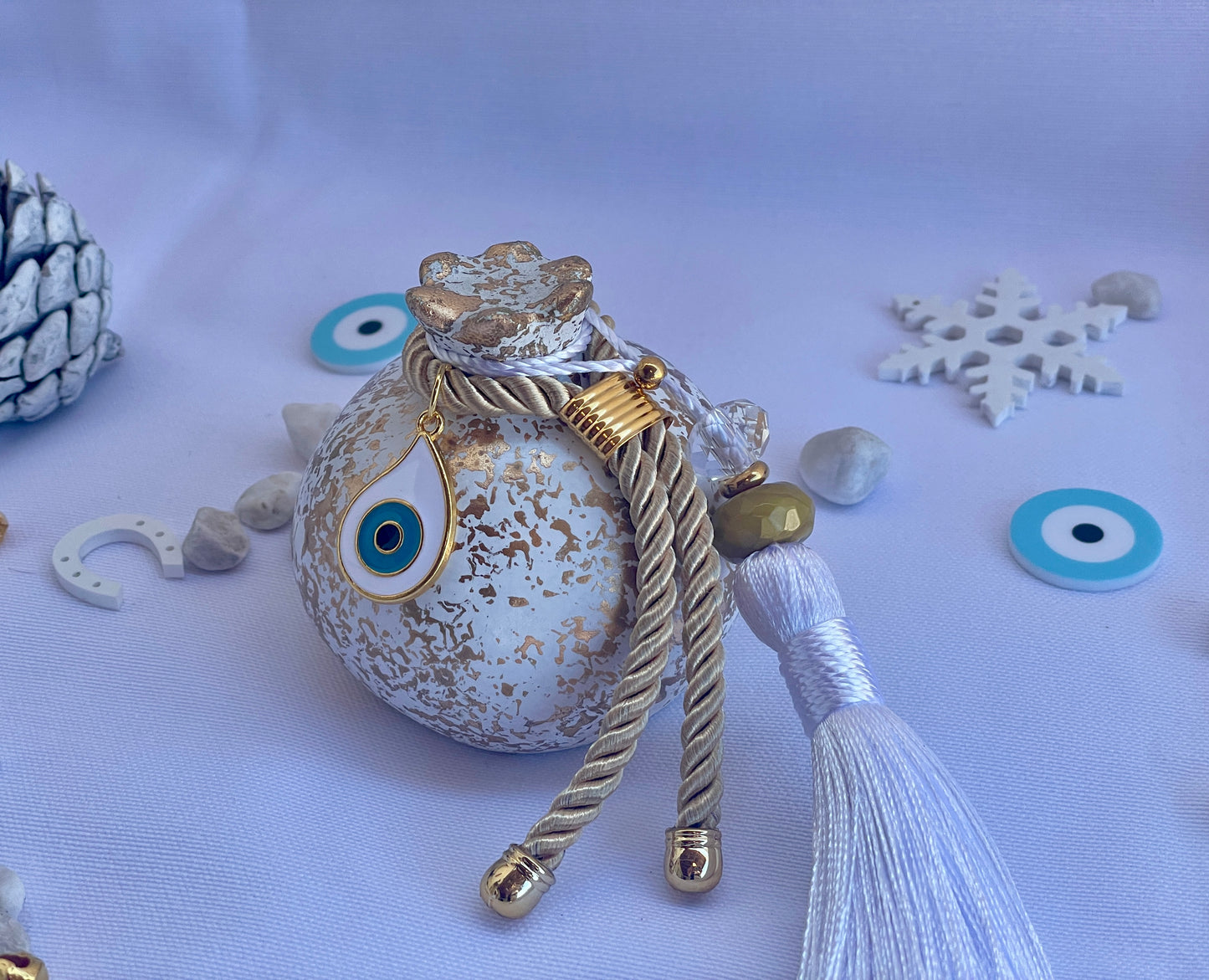 Ceramic Pomegranate, Greek Good Luck Charm - New Year Gift, House Protection, Home Decor, Table ornament