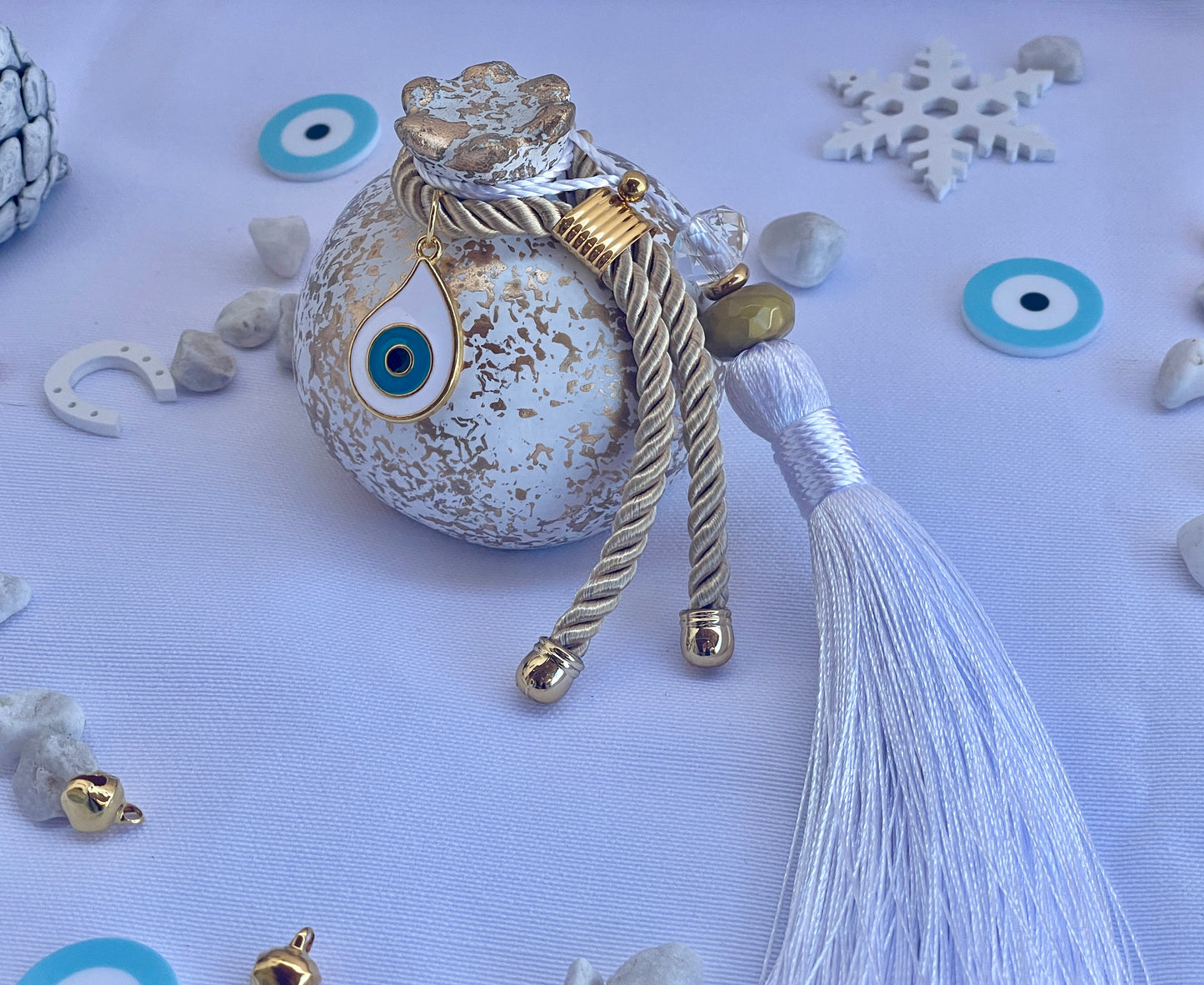 Ceramic Pomegranate, Greek Good Luck Charm - New Year Gift, House Protection, Home Decor, Table ornament
