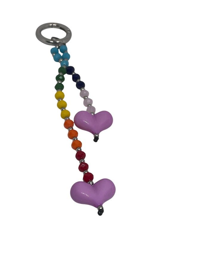 Hearts Bag Charm - Beaded Bag Charm - 9 colors to choose from