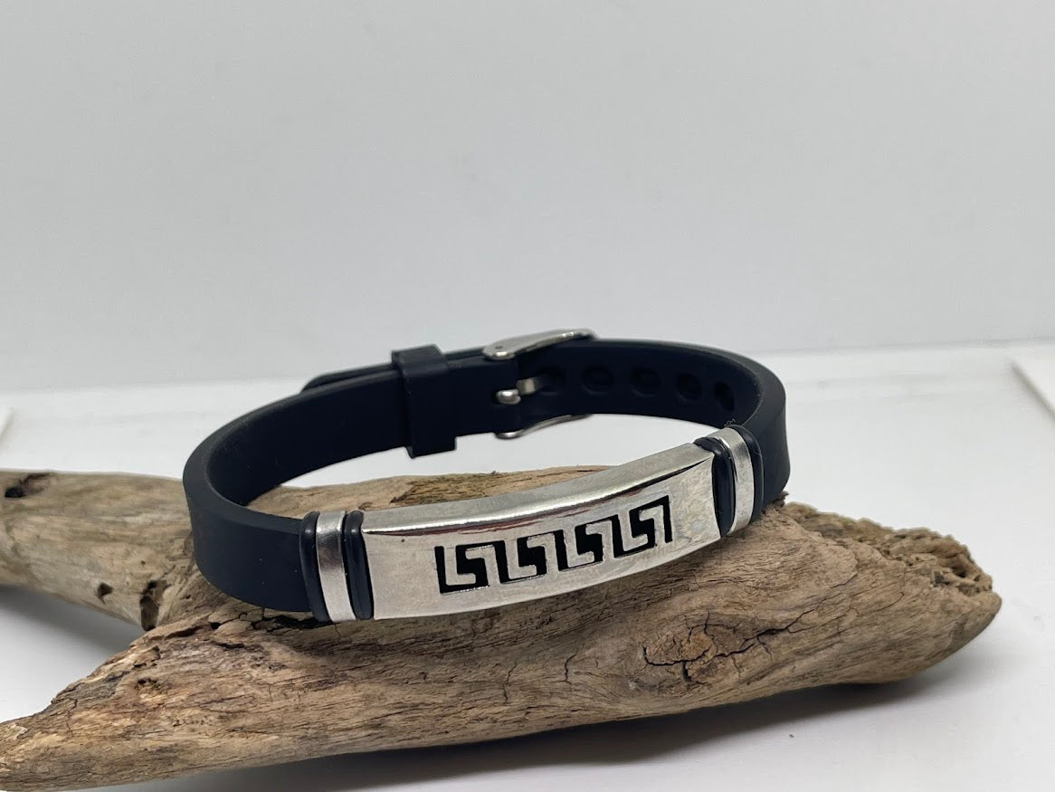 Bracelet Homme Motif Grec Acier Inoxydable