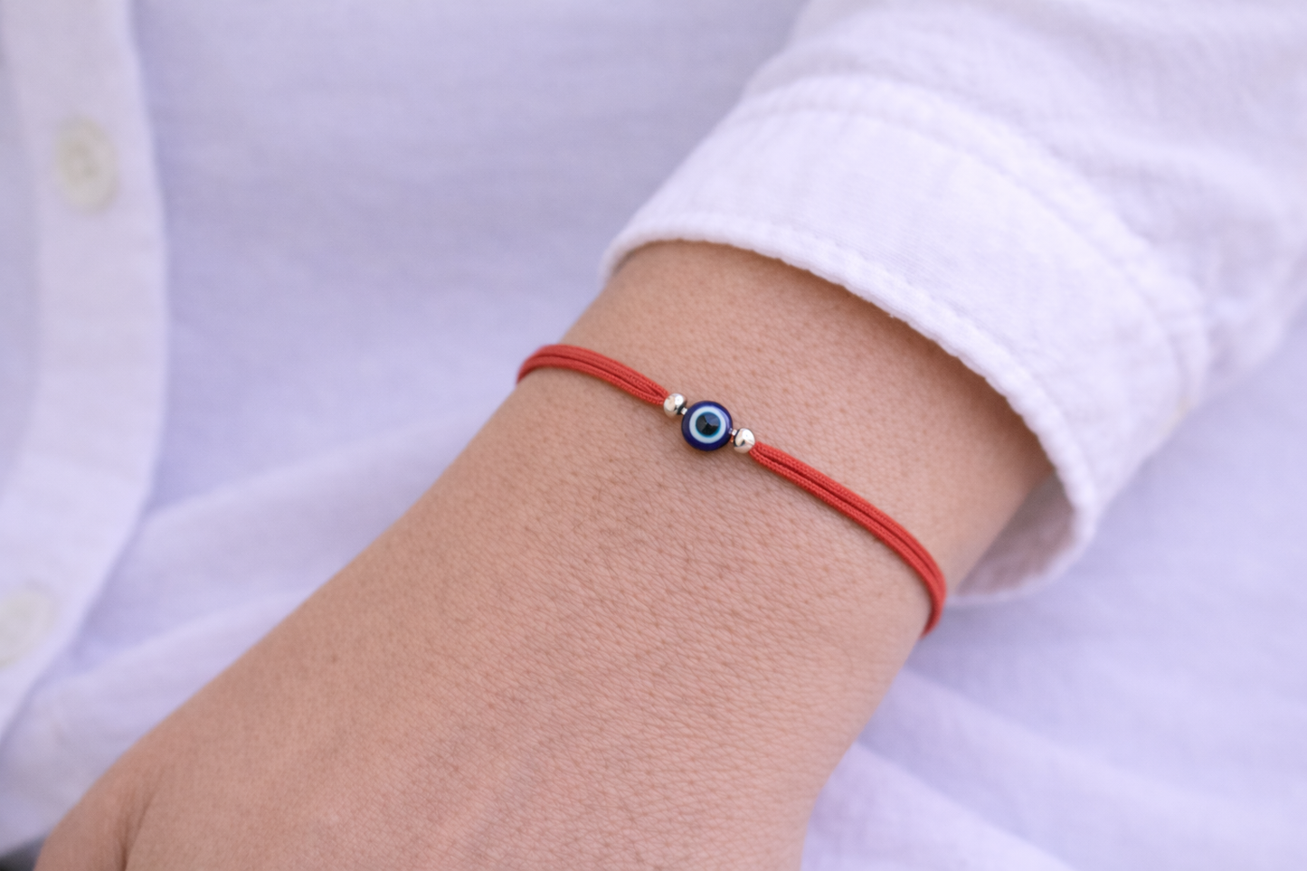 Bracelet Oeil Bleu Cordon Rouge