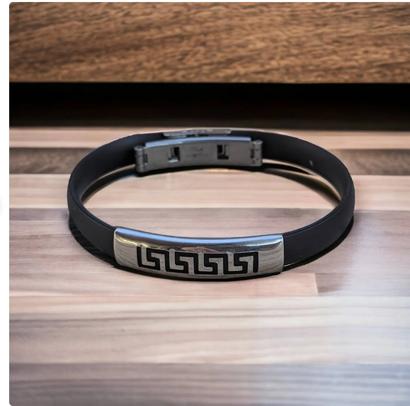 Bracelet Homme Motif Grec Acier Inoxydable