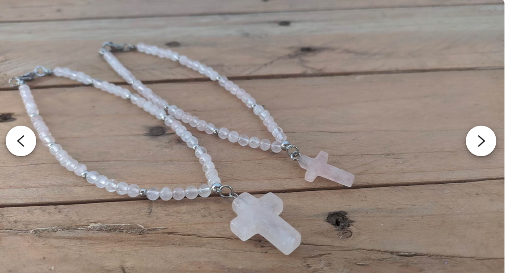 Rose Quartz Cross Mirror Charm – Car Protection - Car Gift