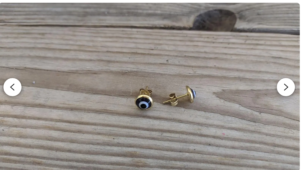 Boucles d'Oreilles Clous Oeil Blanc acier doré