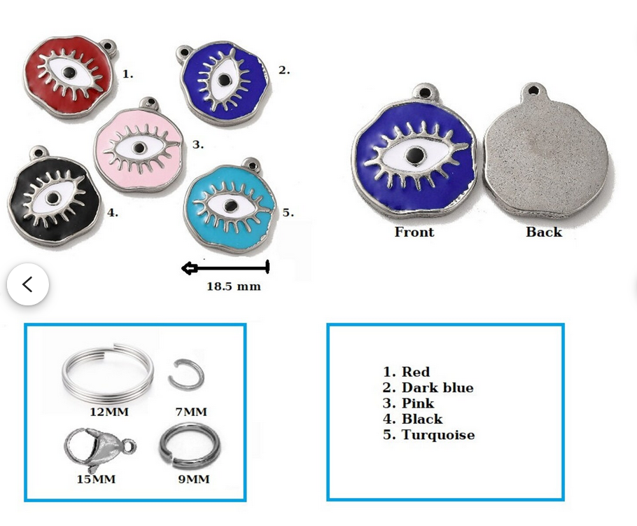 Enamel Evil Eye Pet Collar Charms - 5 Colors To Choose From
