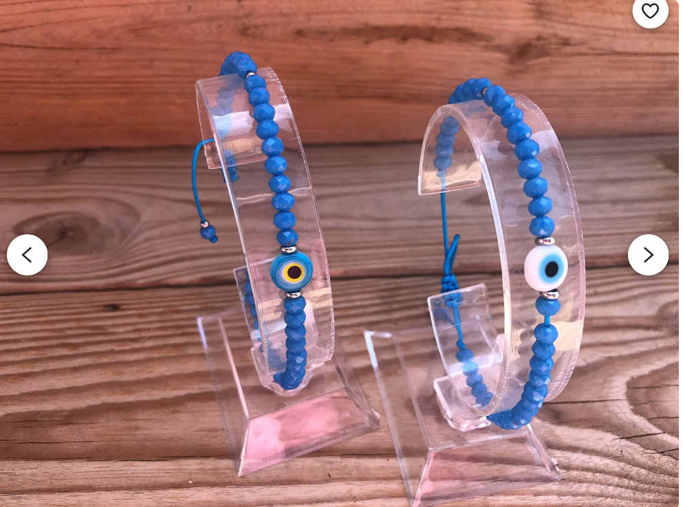 Bracelet Oeil Bleu et Perles Crystal - Cadeau Femme - Bijoux de protection
