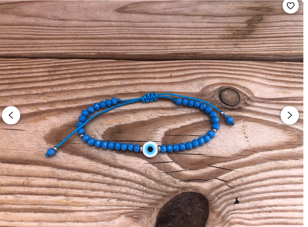 Bracelet Oeil Bleu et Perles Crystal - Cadeau Femme - Bijoux de protection