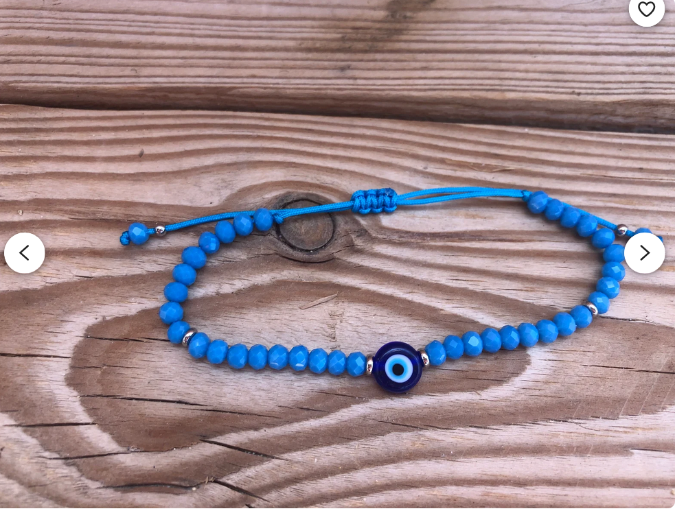 Bracelet Oeil Bleu et Perles Crystal - Cadeau Femme - Bijoux de protection