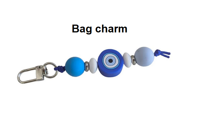 Evil Eye Silicone Keychain Bag Charm - Greek Gift - Handmade accessories
