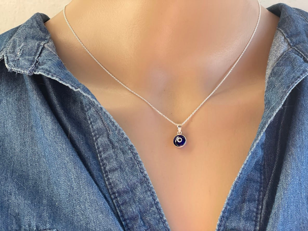 Collier Argent Oeil Bleu Couleurs au Choix