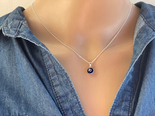 Collier Argent Oeil Bleu Couleurs au Choix