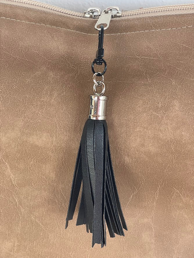 Tassel handbag charm - Faux leather tassel charm - Purse charm