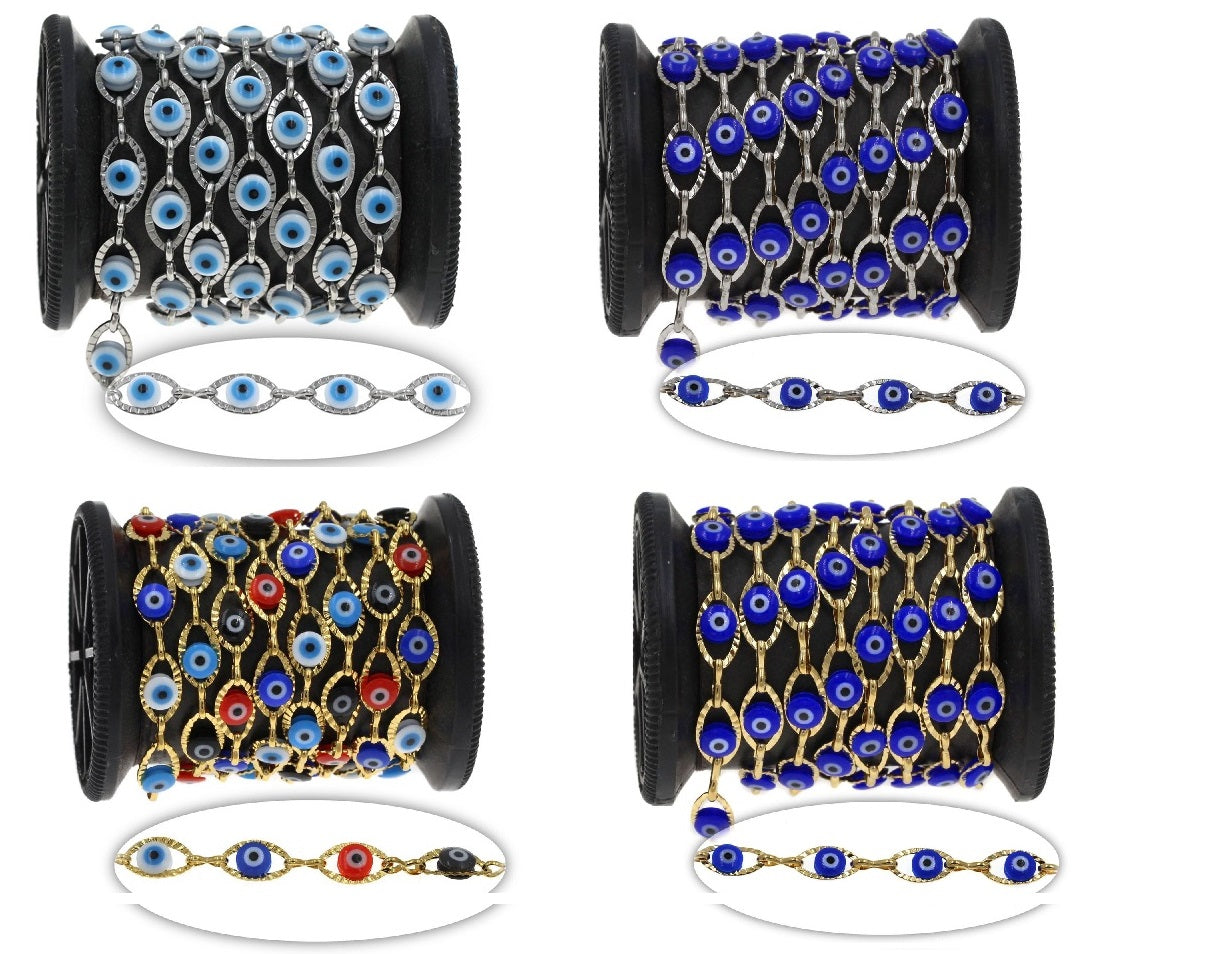 Bracelet Petits Yeux Bleus en Acier - Porte Bonheur Grec
