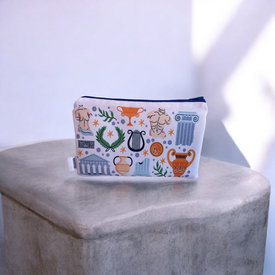 Pochette tissu avec symboles Grecs - Fabriquée en Grèce