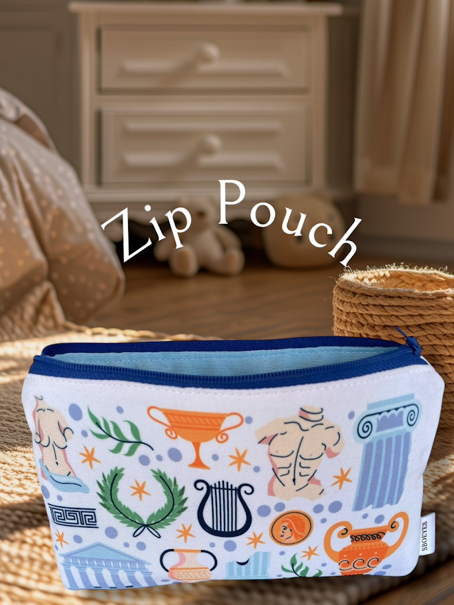 Pochette tissu avec symboles Grecs - Fabriquée en Grèce