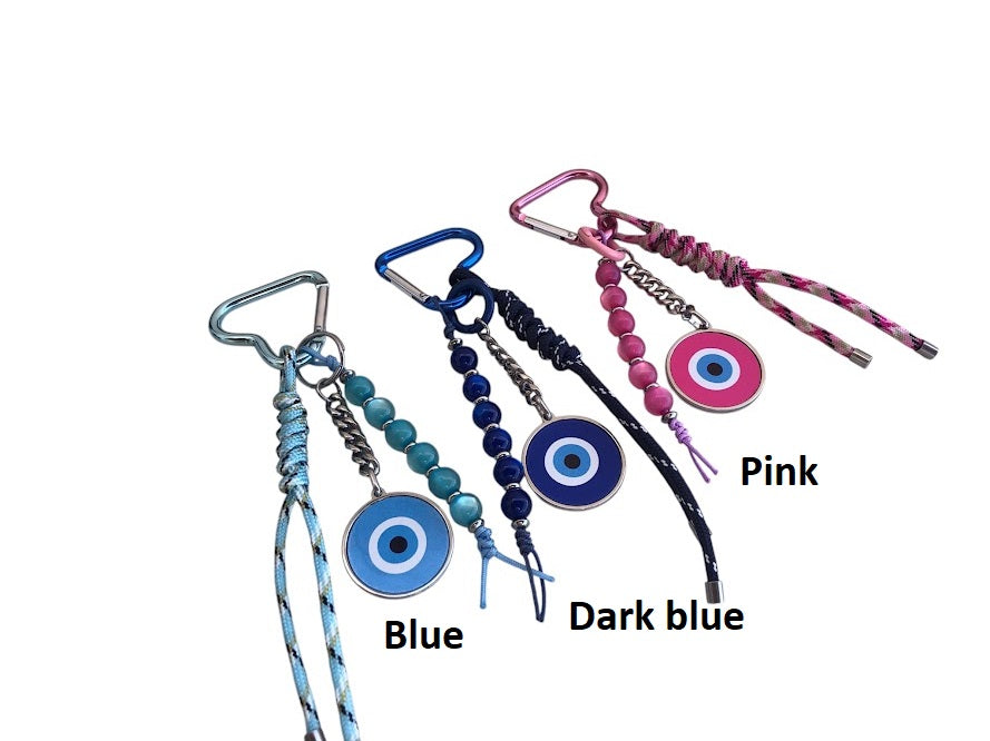 Εvil Eye Bag Charm - Beaded Bag Charm - Stainless Bag Charm - Greek Gift