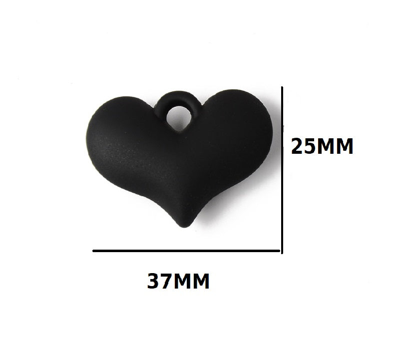 Collier Coeur Chaine Aluminium dorée et Noir