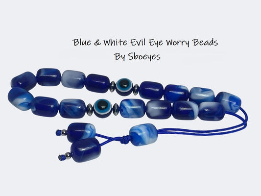 Evil Eye Worry Beads – Greek gift – Anti stress toy – Blue komboloi