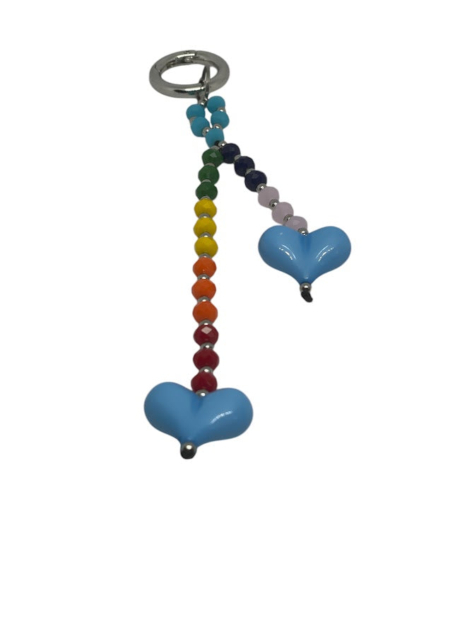 Hearts Bag Charm - Beaded Bag Charm - 9 colors to choose from