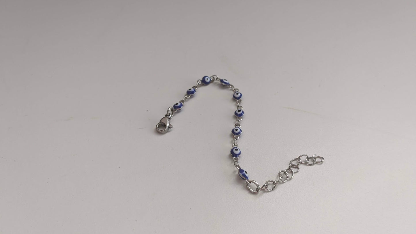 Bracelet Oeil Bleu en Acier| Cadeau grec pour elle