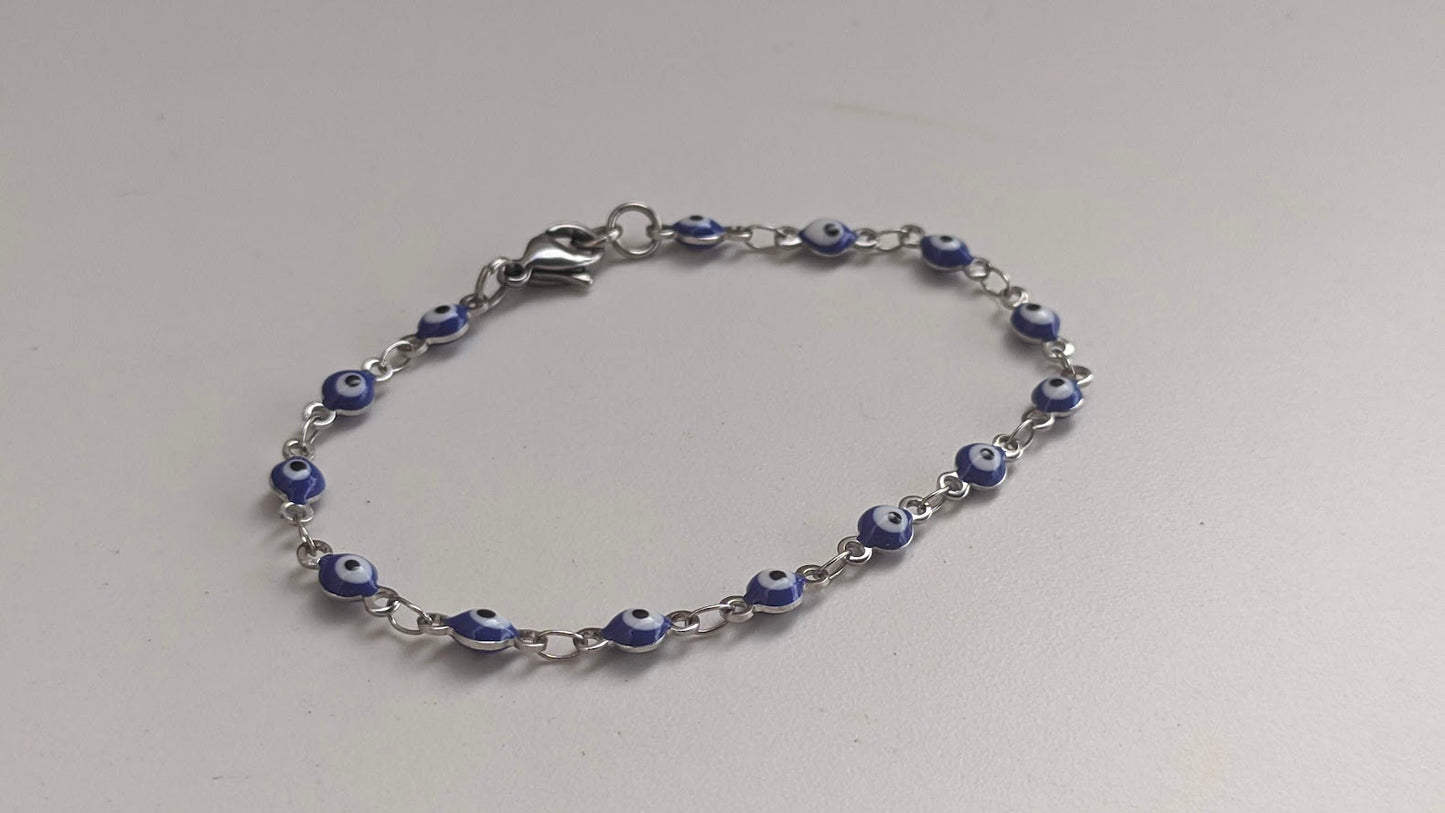 Bracelet Oeil Bleu en Acier| Cadeau grec pour elle