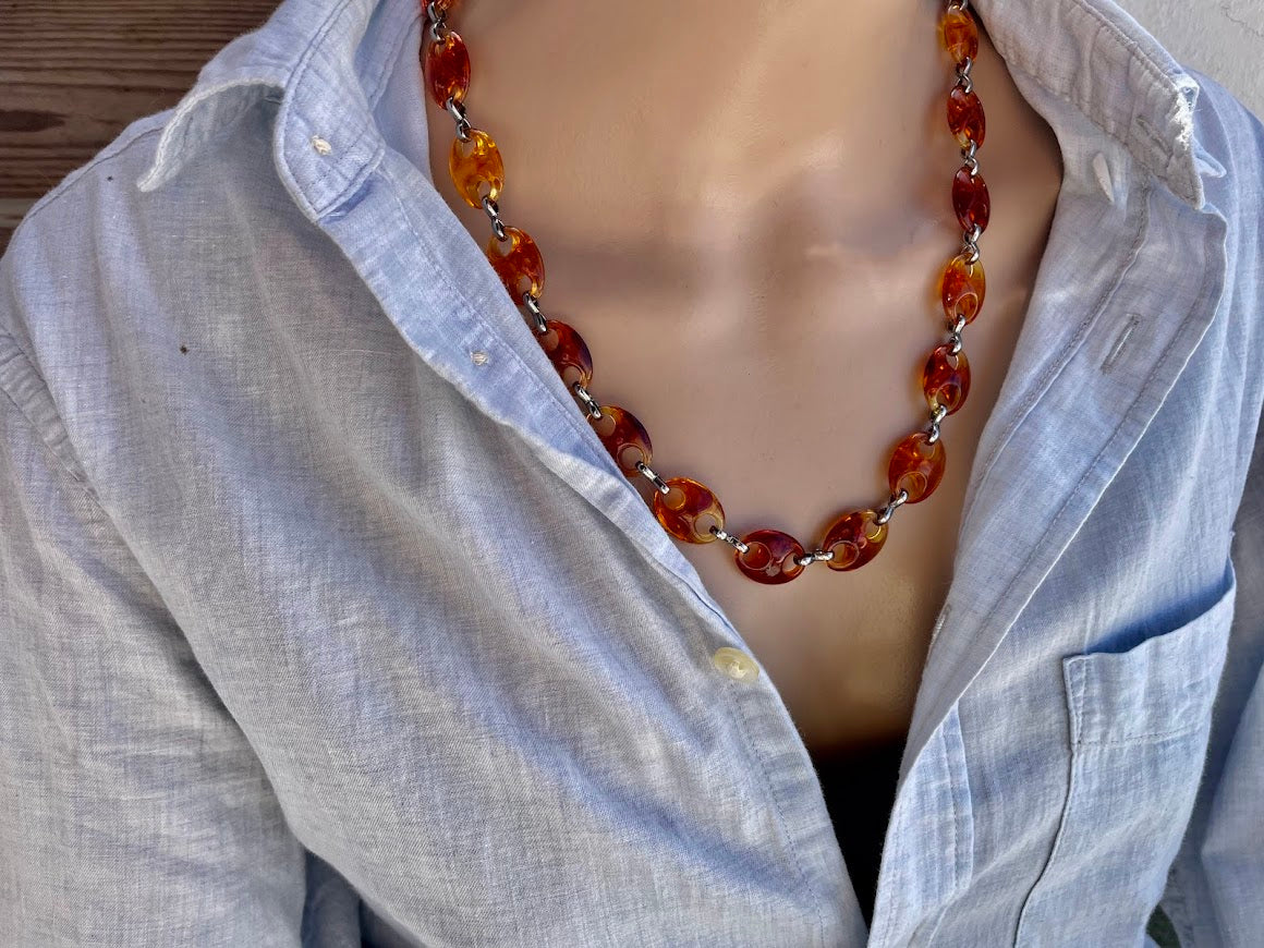 Coffee Beans Acrylic Statement Necklace