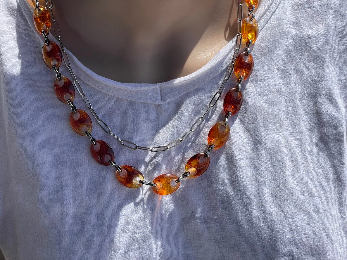 Coffee Beans Acrylic Statement Necklace