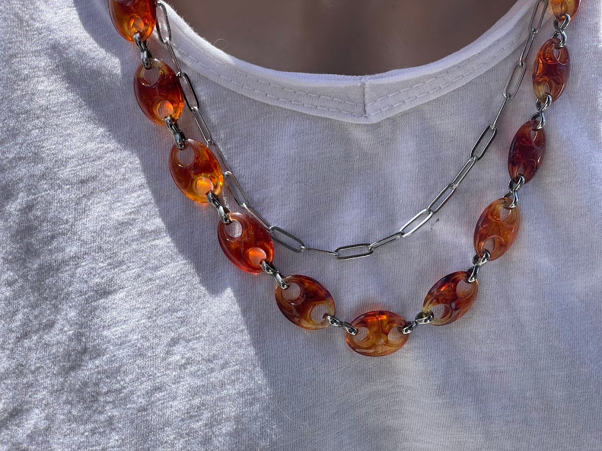 Coffee Beans Acrylic Statement Necklace