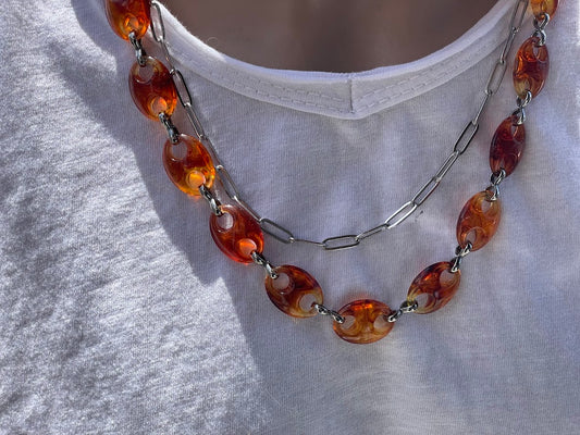 Collier Acrylique Léopard Pour Femme