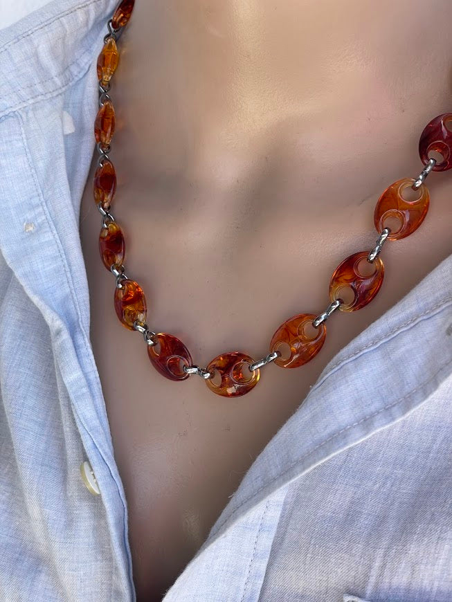Coffee Beans Acrylic Statement Necklace
