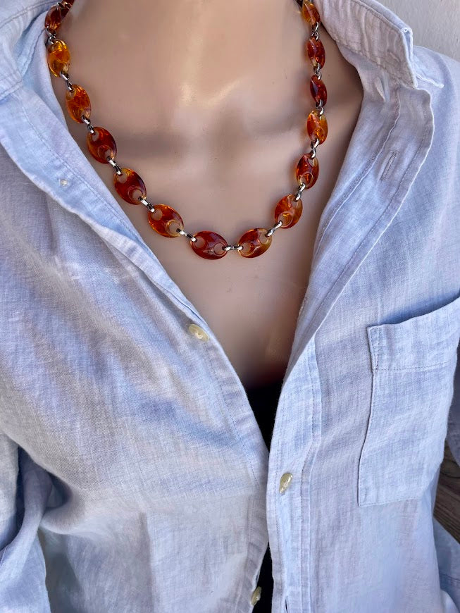 Coffee Beans Acrylic Statement Necklace