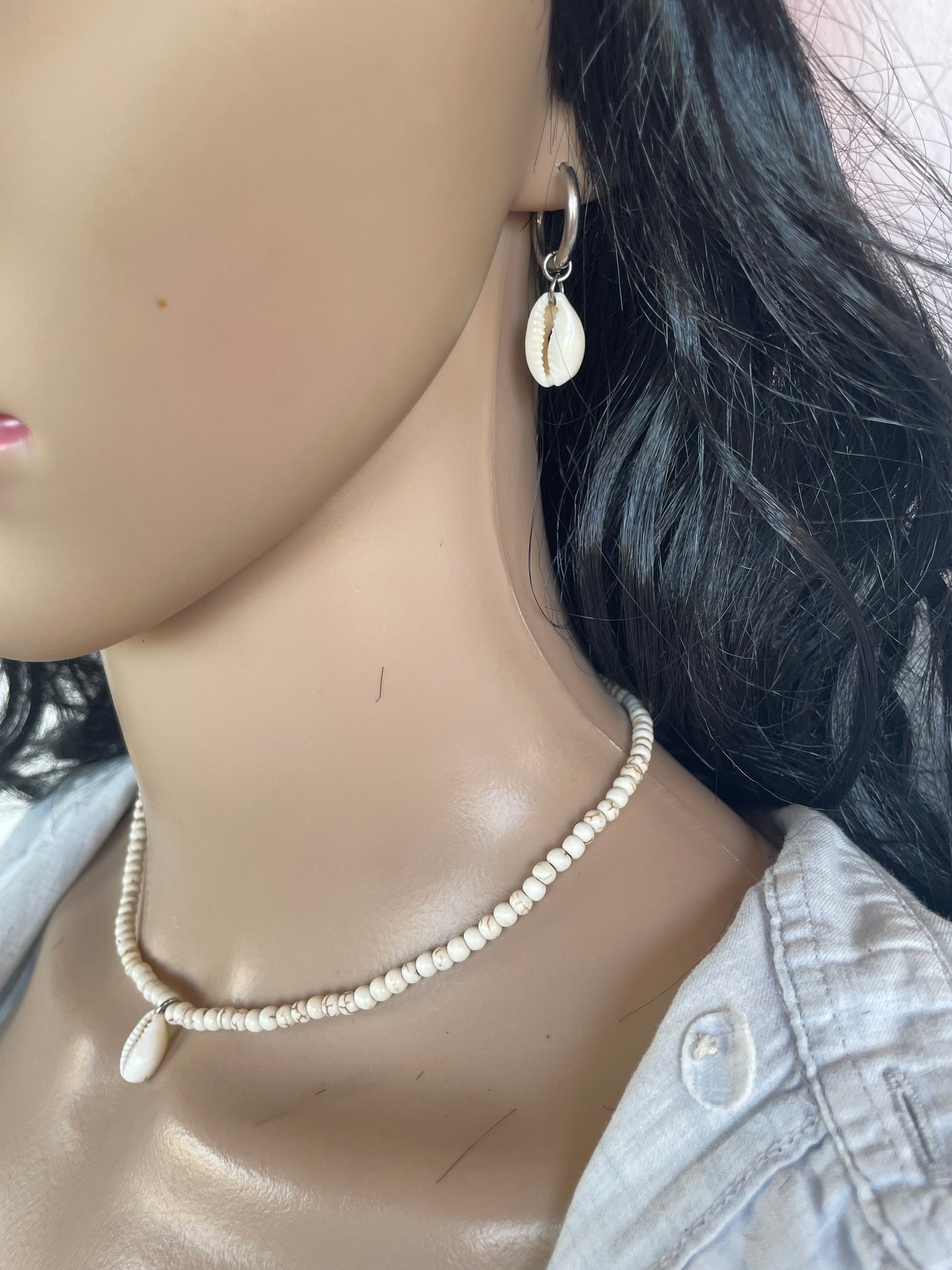 Boucles d’Oreilles Créoles Coquillage Cauri