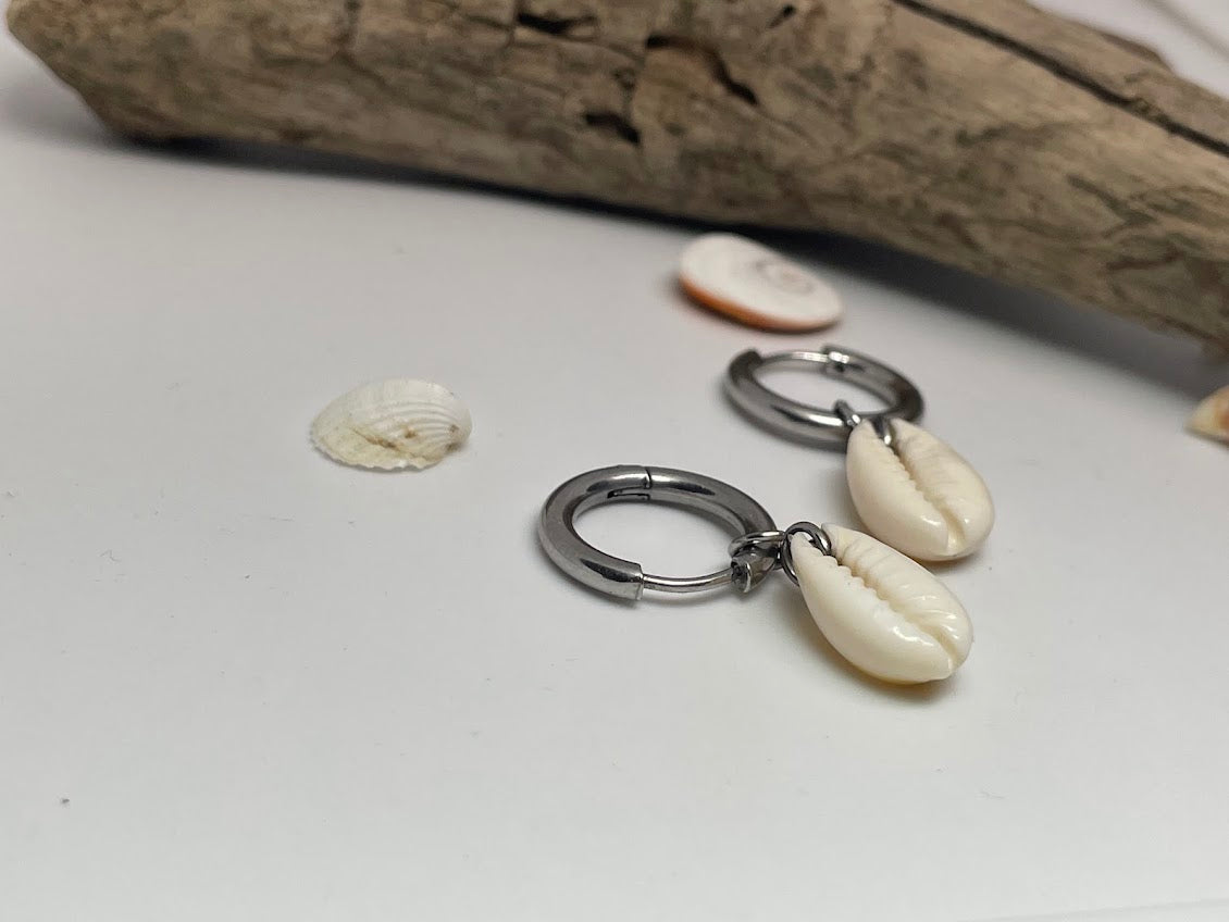 Boucles d’Oreilles Créoles Coquillage Cauri