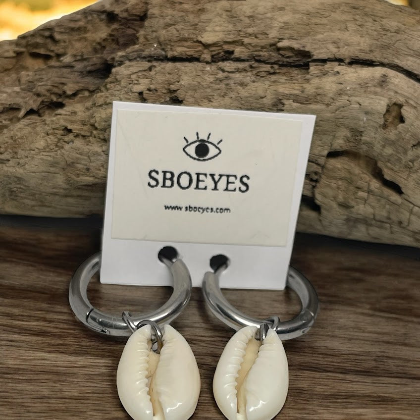 Boucles d’Oreilles Créoles Coquillage Cauri