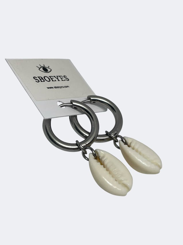 Boucles d’Oreilles Créoles Coquillage Cauri