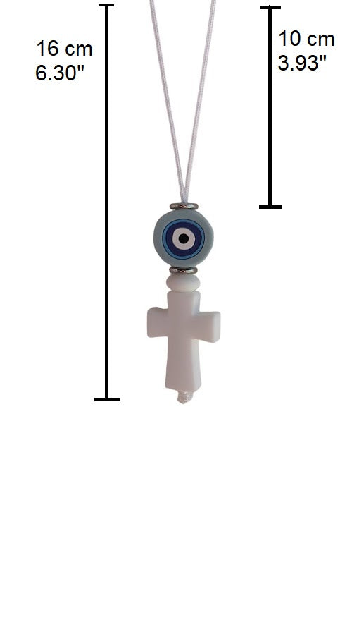 Bijou de Retroviseur Croix et Oeil Bleu Silicone