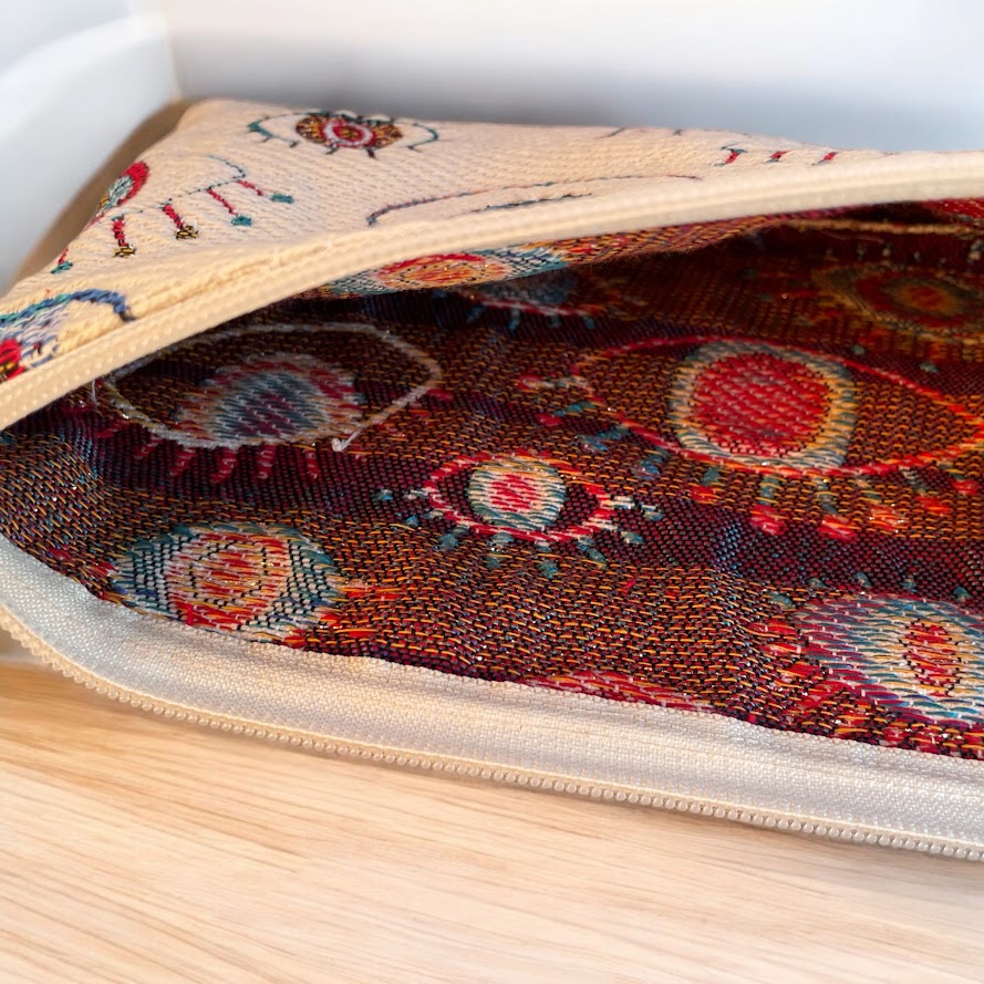 Greek Evil Eye Pouch - Jacquard Fabric Pouch - 2 sizes available - Greek Gift