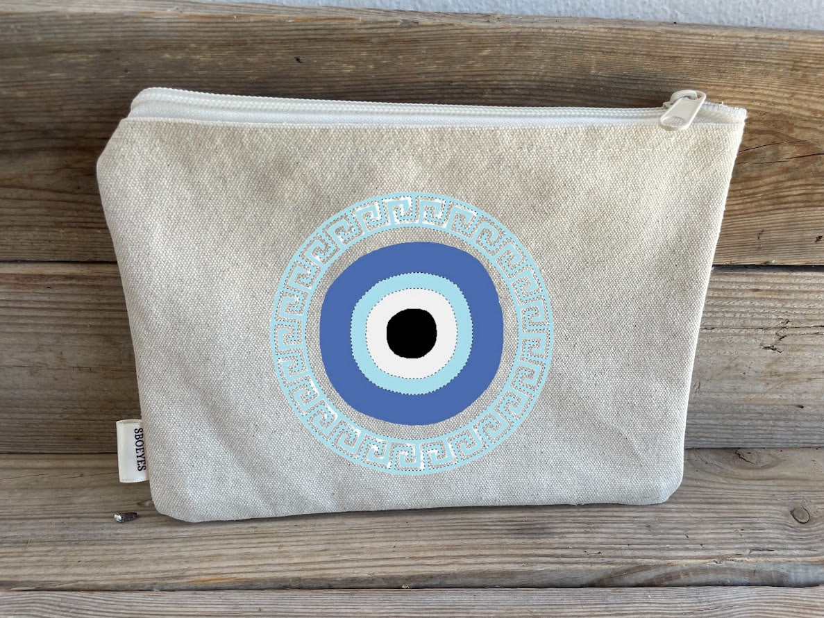 Greek Key Evil Eye Machine Embroidery Design - Digital Embroidery File
