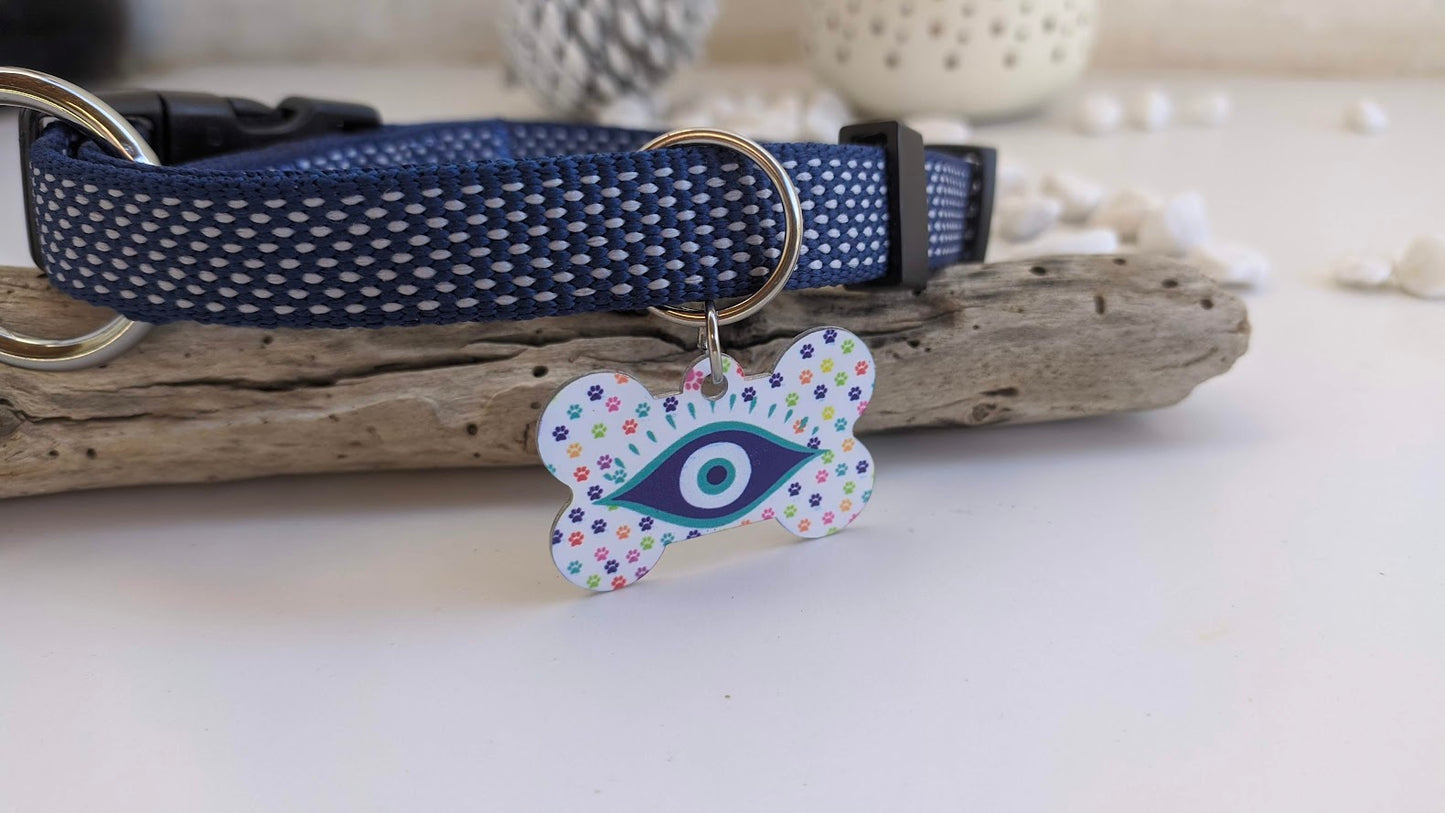 Medaillon Os Oeil Bleu Pour Chien