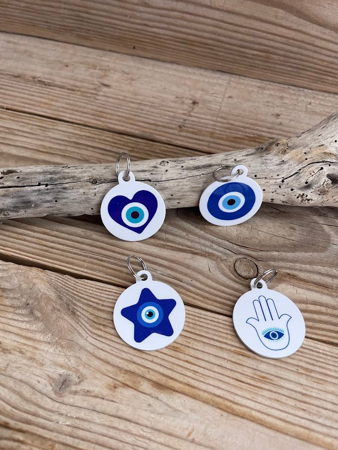 Evil Eye Dog Tag - Small Medium Dog Tag - Available in 8 Designs