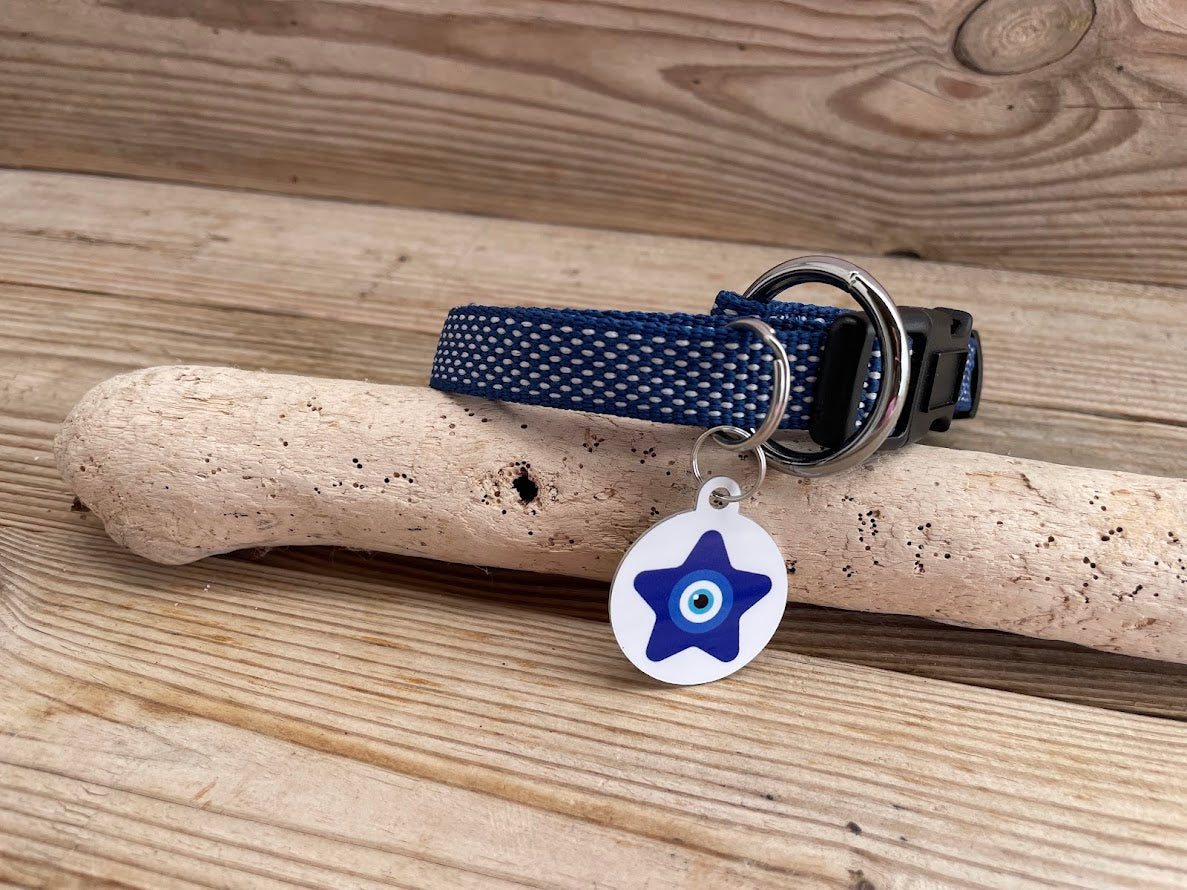 Evil Eye Dog Tag - Small Medium Dog Tag - Available in 8 Designs