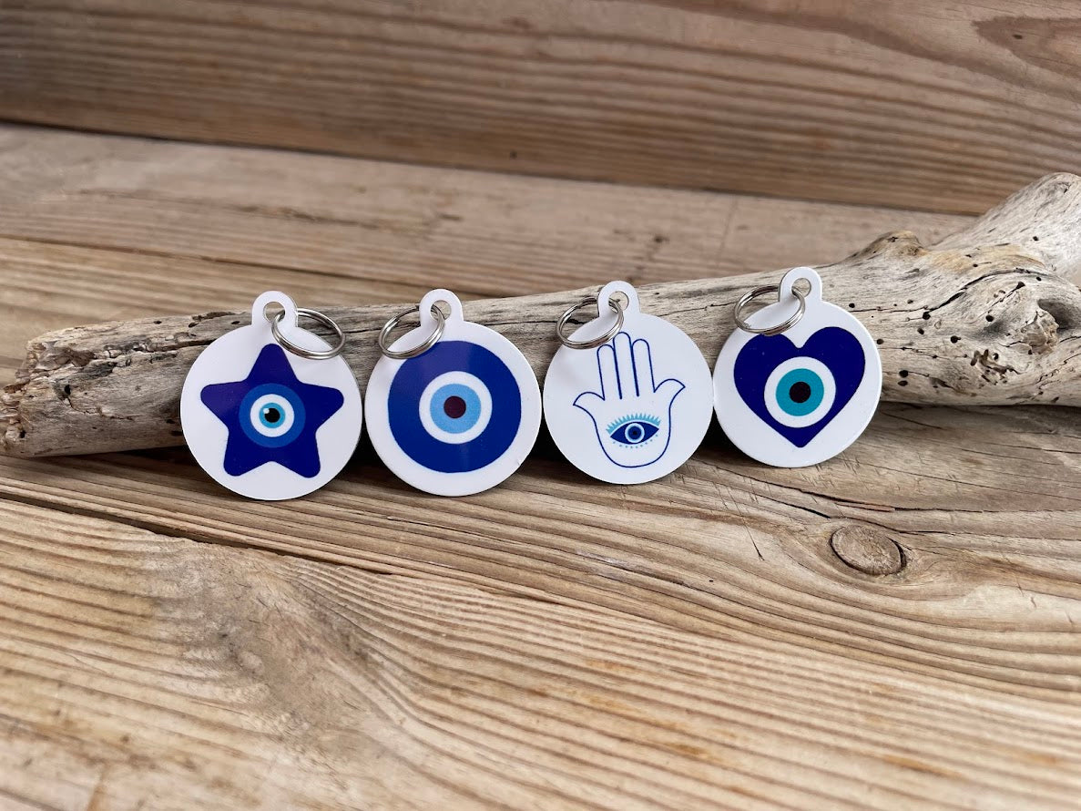 Evil Eye Dog Tag - Small Medium Dog Tag - Available in 8 Designs