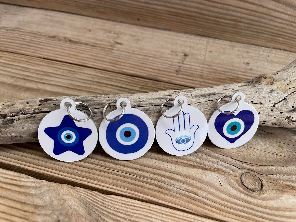 Evil Eye Dog Tag - Small Medium Dog Tag - Available in 8 Designs