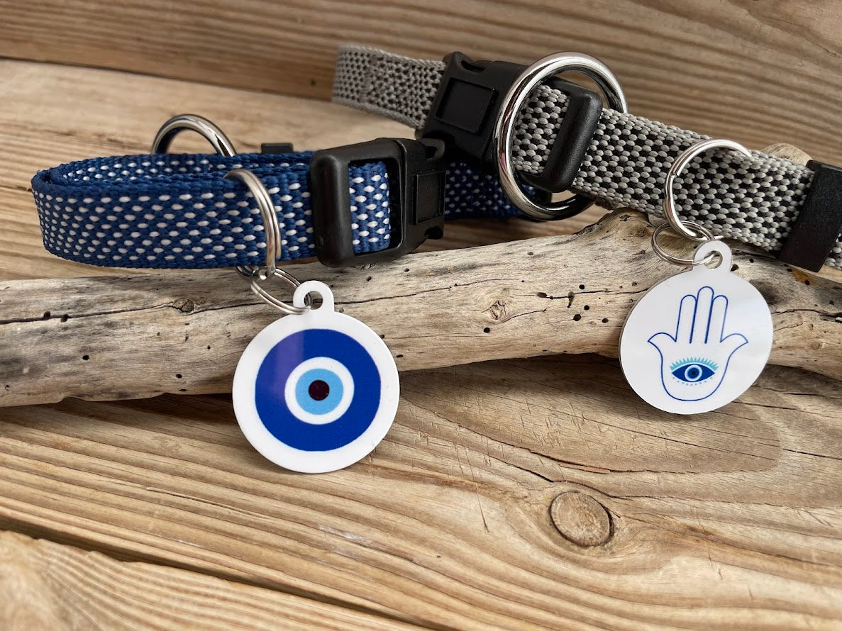 Evil Eye Dog Tag - Small Medium Dog Tag - Available in 8 Designs