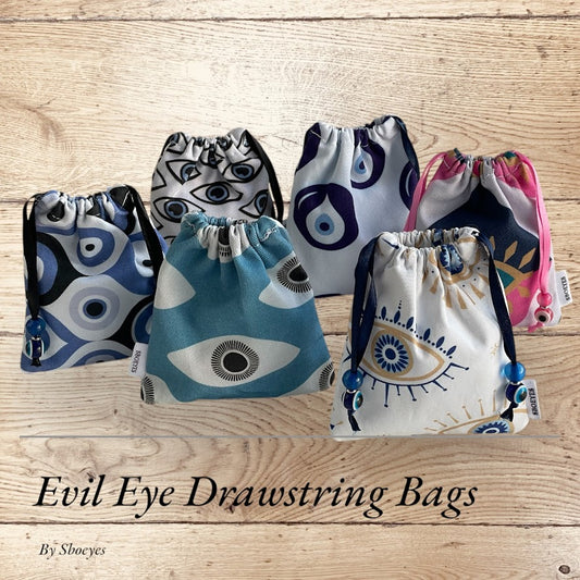 Evil Eye Drawstring Bags – Available in 6 Designs