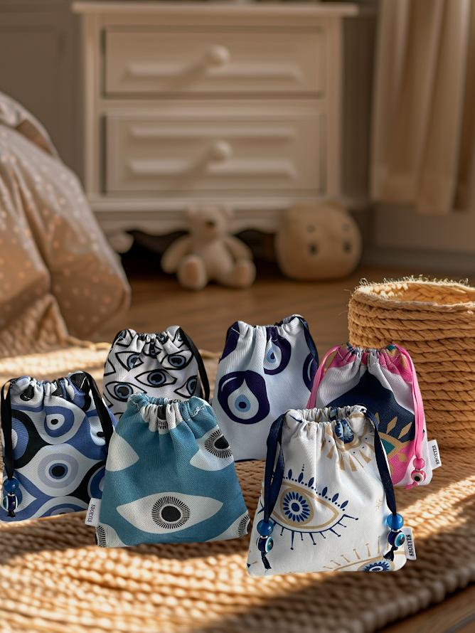 Pochette Tissu Oeil bleu