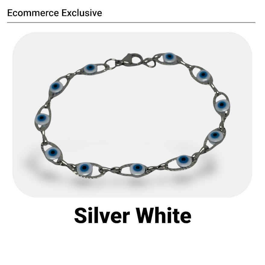 Bracelet Petits Yeux Bleus en Acier - Porte Bonheur Grec