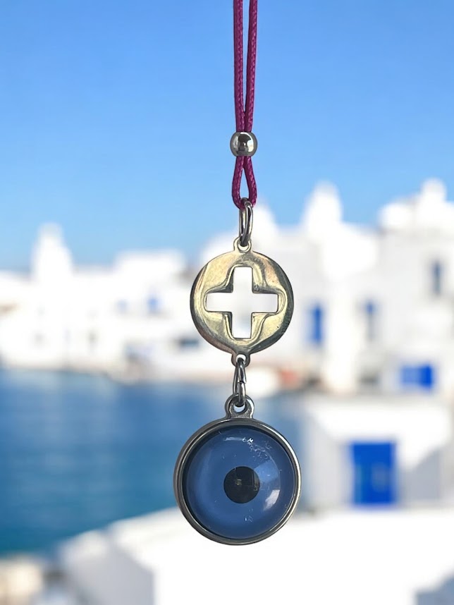 Bijou de Retroviseur Croix Oeil bleu